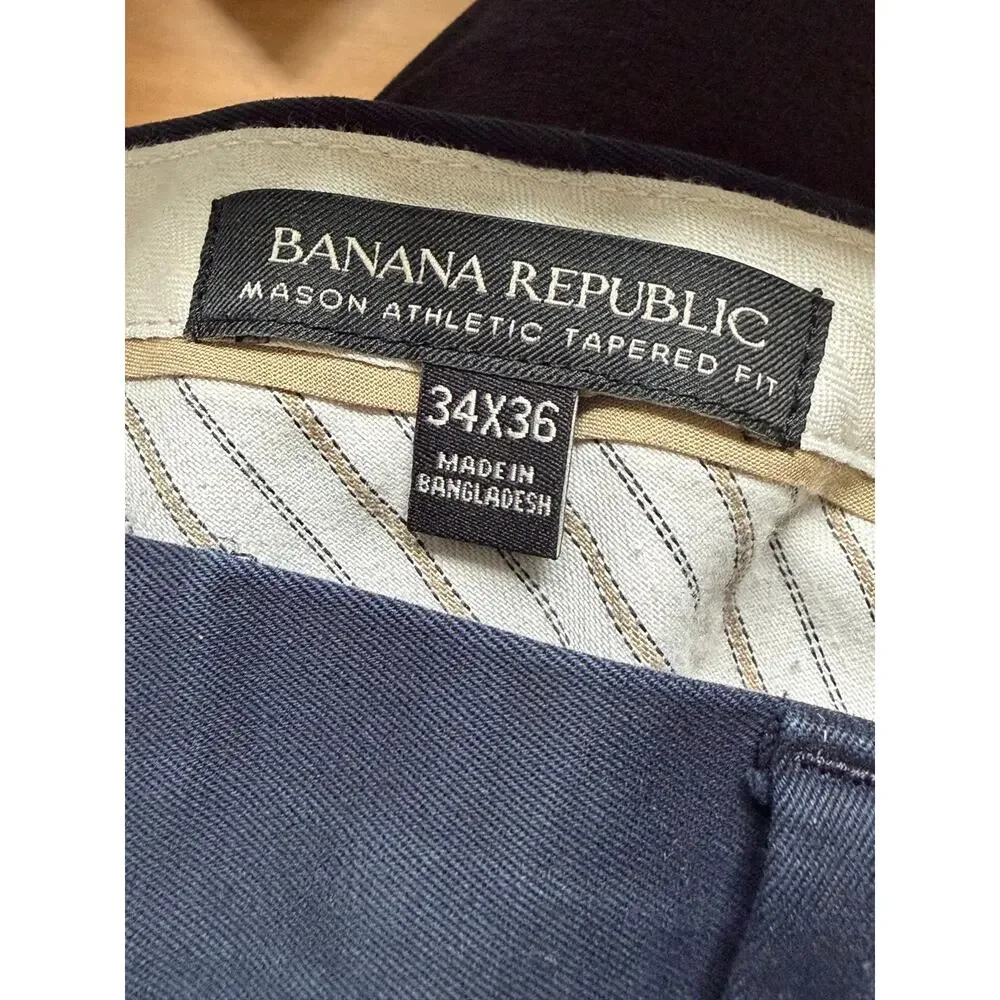 Men's Banana Republic Navy Mason Athletic Tapered Fit Dress Pants 34 x 36